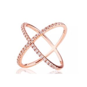 .925 Silver CZ X Criss Cross Ring